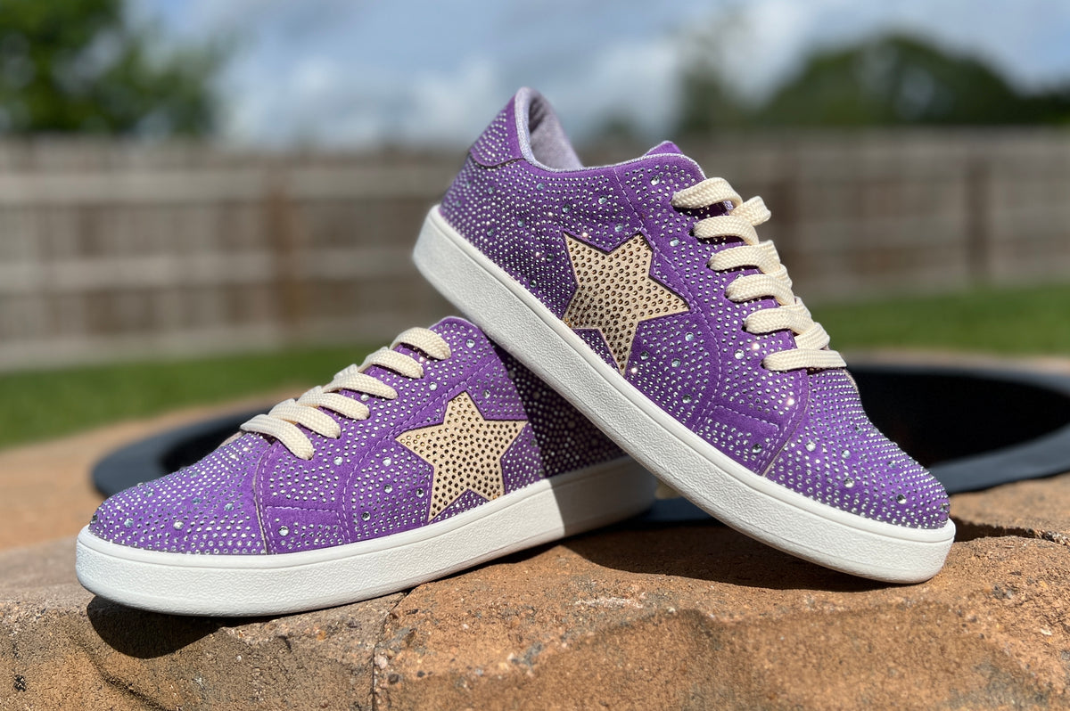 Purple and hot sale gold converse